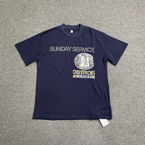 Cactus Flea Market Service Jesus Is King T-Shirt - Navy Short Sleeve